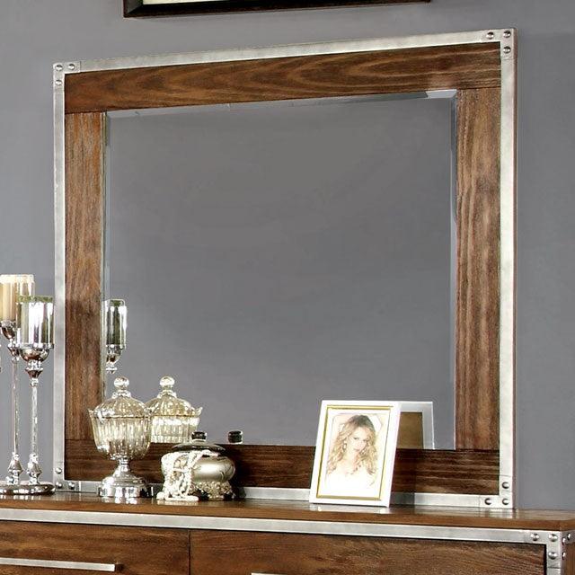 Torres CM7606M Dark Oak/Silver Industrial Mirror By Furniture Of America - sofafair.com