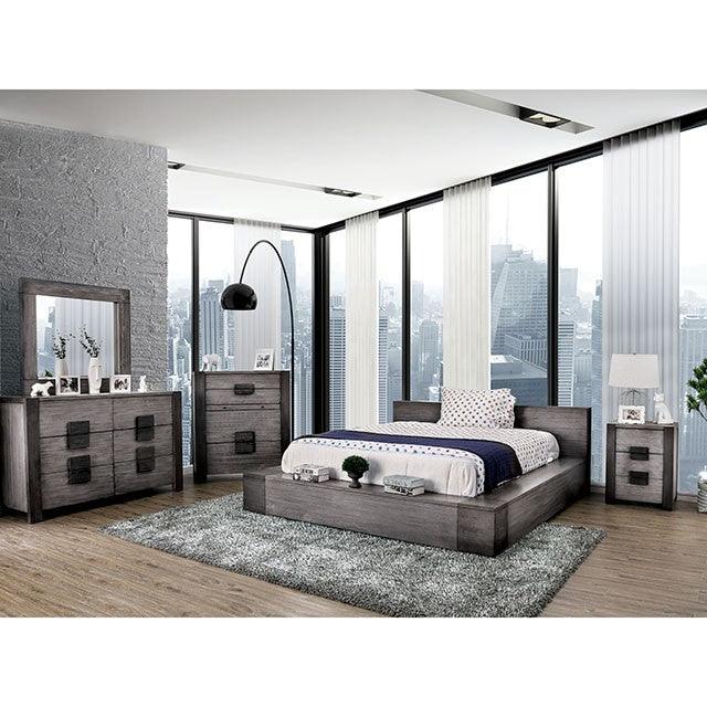 Janeiro CM7628GY Gray Rustic Bed By Furniture Of America - sofafair.com
