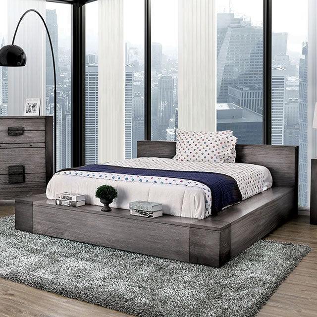 Janeiro CM7628GY Gray Rustic Bed By Furniture Of America - sofafair.com