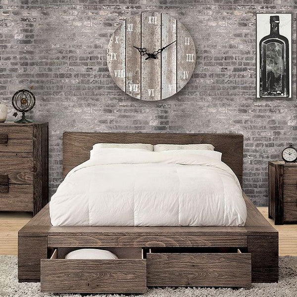Janeiro CM7629 Natural Tone Rustic Bed By Furniture Of America - sofafair.com