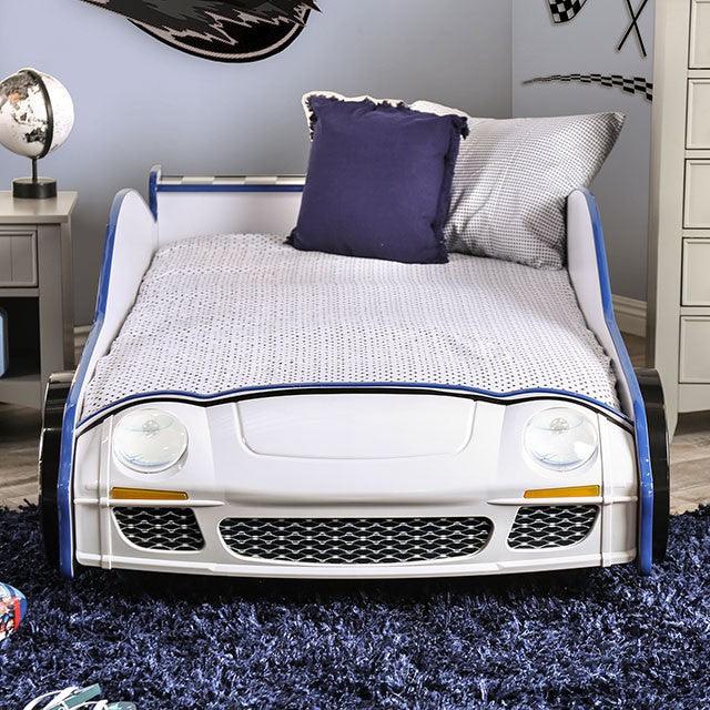 Poe CM7640 White/Blue Novelty Twin Bed By Furniture Of America - sofafair.com