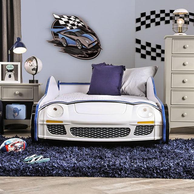 Poe CM7640 White/Blue Novelty Twin Bed By Furniture Of America - sofafair.com