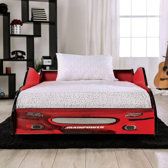 Dustrack CM7643RD Red Novelty Twin Bed By Furniture Of America - sofafair.com