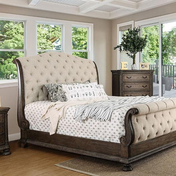 Lysandra CM7663 Rustic Natural Tone/Beige Transitional Bed By Furniture Of America - sofafair.com