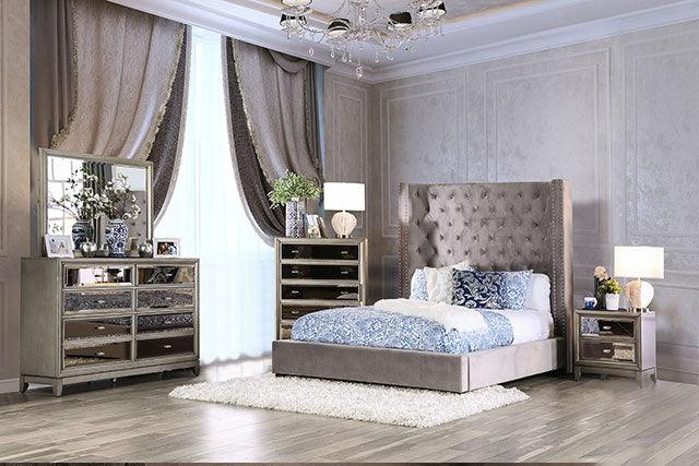 Rosabelle CM7669GY Gray Transitional Bed By Furniture Of America - sofafair.com
