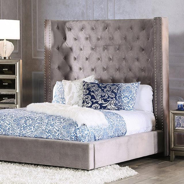 Rosabelle CM7669GY Gray Transitional Bed By Furniture Of America - sofafair.com