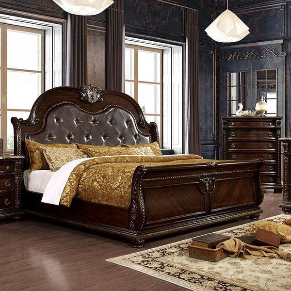 Fromberg CM7670 Brown Cherry Traditional Bed By Furniture Of America - sofafair.com