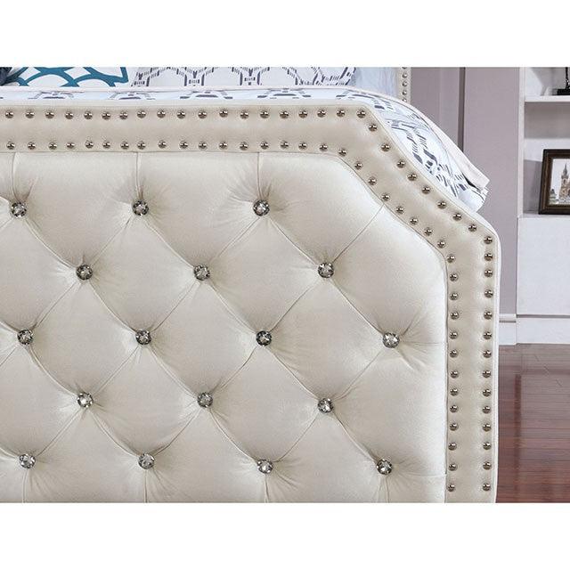 Claudine CM7675 Beige Transitional Bed By Furniture Of America - sofafair.com