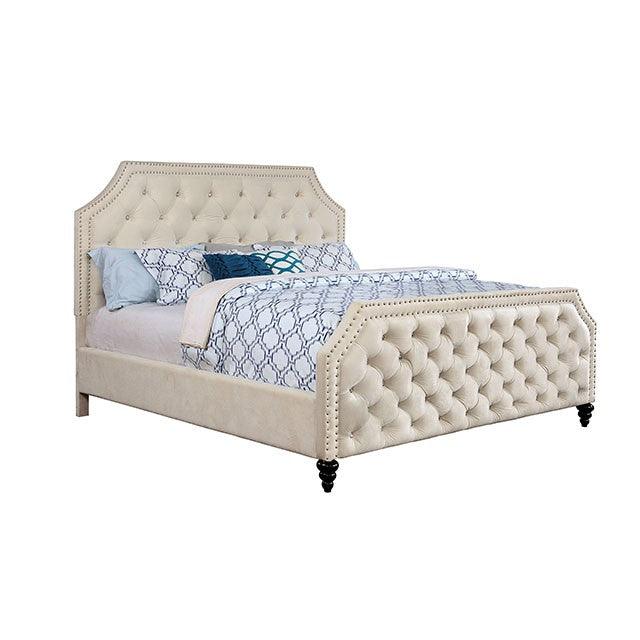 Claudine CM7675 Beige Transitional Bed By Furniture Of America - sofafair.com