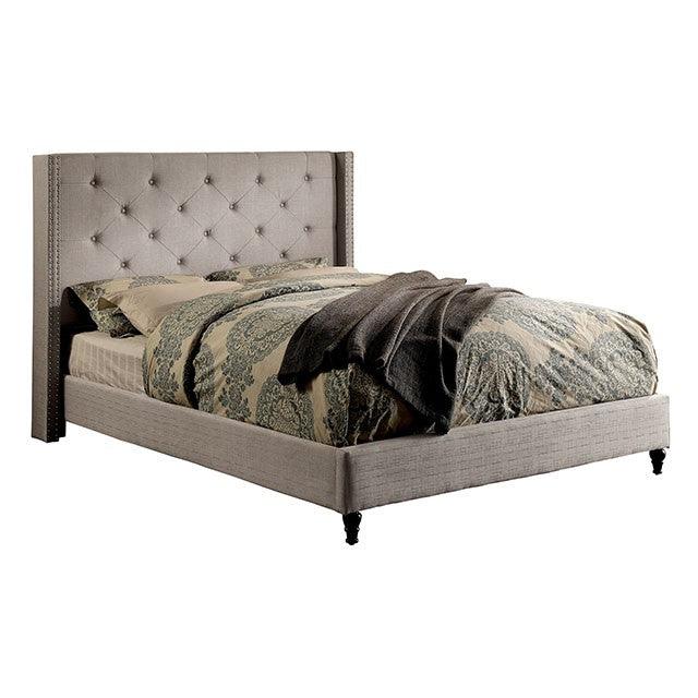 Anabelle CM7677GY Warm Gray Transitional Bed By Furniture Of America - sofafair.com