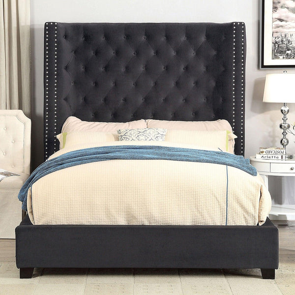 Mirabelle CM7679DG Dark Gray Transitional Bed By Furniture Of America - sofafair.com