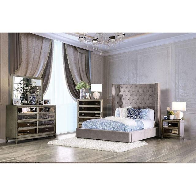Mirabelle CM7679GY-Q Gray Transitional Bed By Furniture Of America - sofafair.com