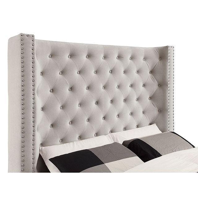 Mirabelle CM7679IV Ivory Transitional Bed By Furniture Of America - sofafair.com