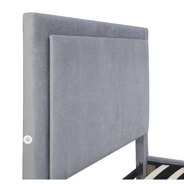 Erglow CM7695GY Gray Contemporary Bed By Furniture Of America - sofafair.com