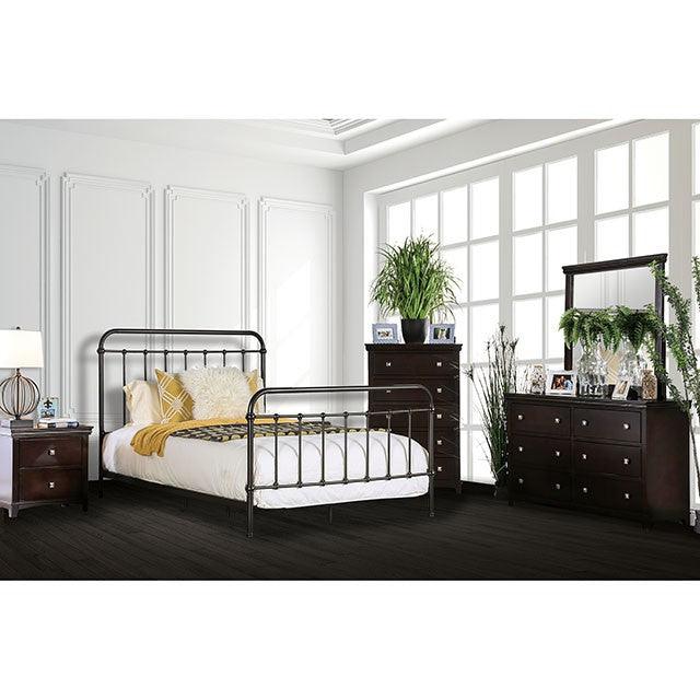 Iria CM7701GM Dark Bronze Transitional Bed By Furniture Of America - sofafair.com