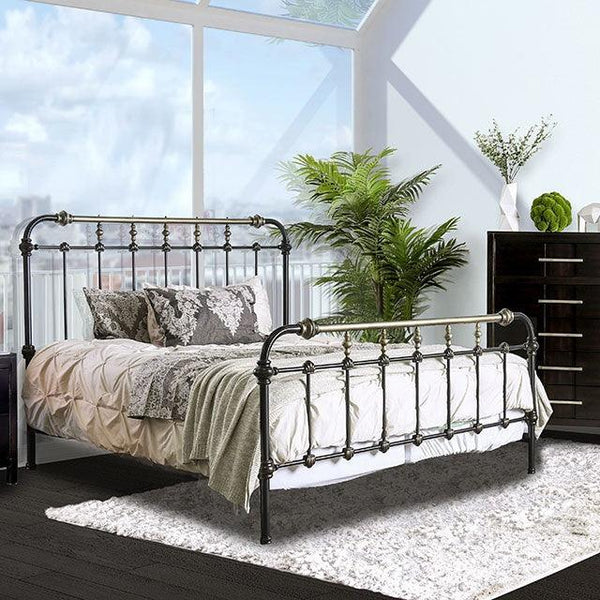 Riana Antique Black Transitional Bed By Furniture Of America - sofafair.com