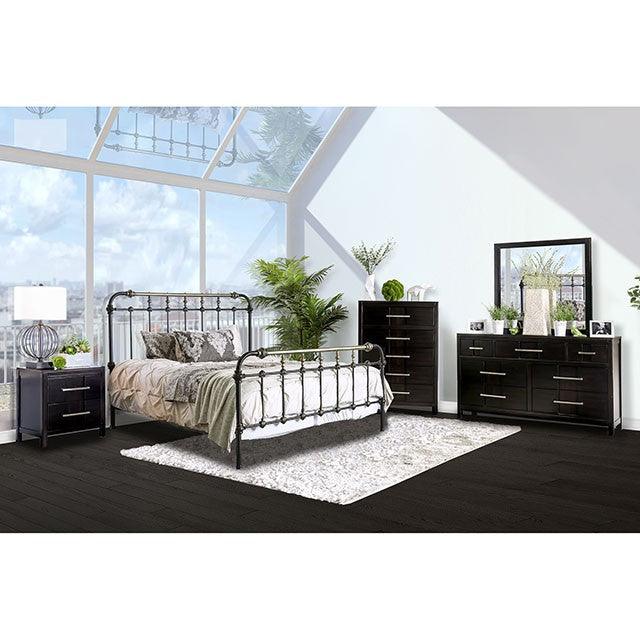 Riana Antique Black Transitional Bed By Furniture Of America - sofafair.com
