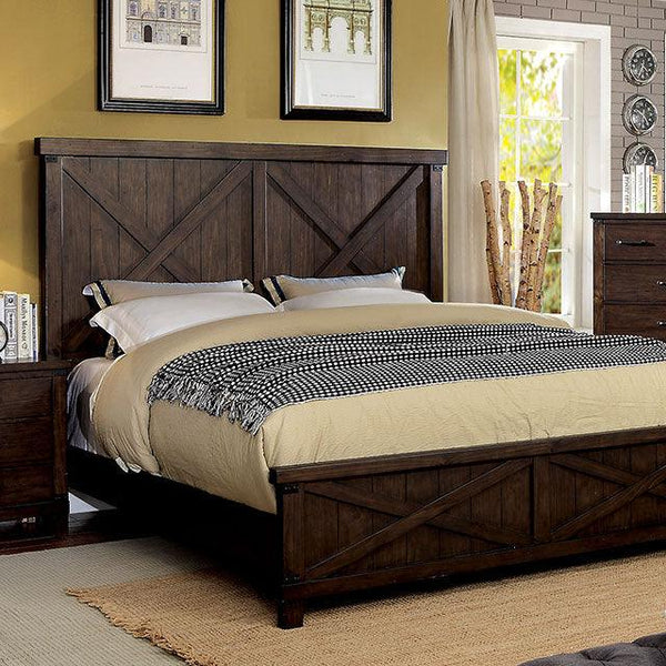Bianca CM7734 Dark Walnut Rustic Bed By Furniture Of America - sofafair.com