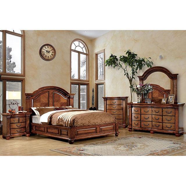 Bellagrand CM7738 Antique Tobacco Oak Traditional Bed By Furniture Of America - sofafair.com