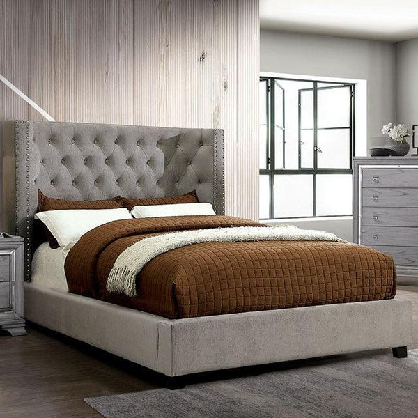 Cayla CM7779GY Gray Transitional Bed By Furniture Of America - sofafair.com