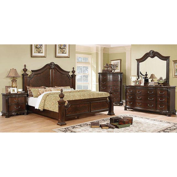 Hesperos CM7798CH-M Brown Cherry Traditional Mirror By Furniture Of America - sofafair.com