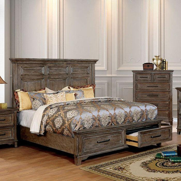 Oberon CM7845 Rustic Oak Transitional Bed By furniture of america - sofafair.com