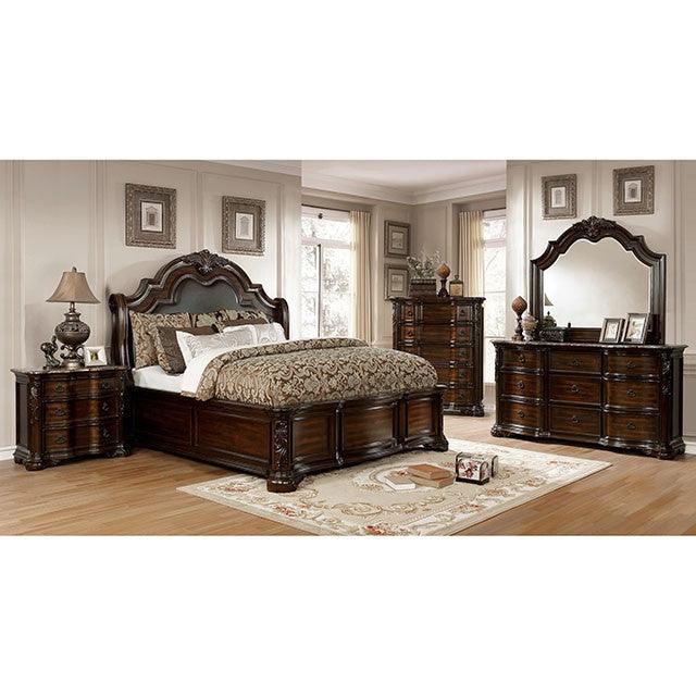 Niketas CM7860 Brown Cherry/Espresso Traditional Bed By Furniture Of America - sofafair.com