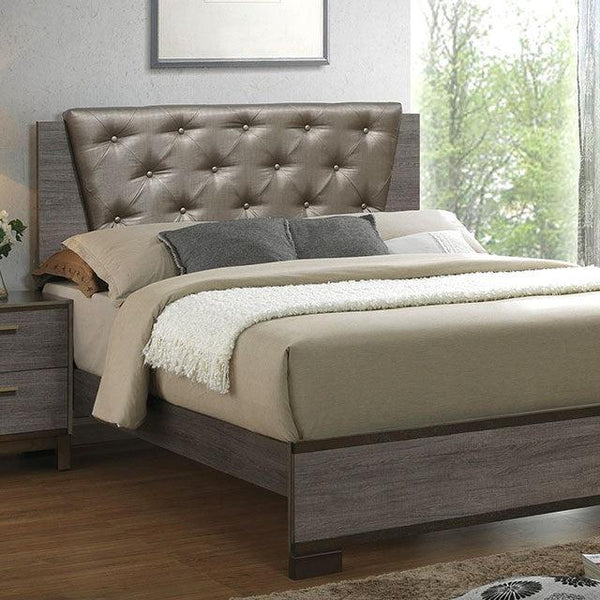 Manvel CM7867 Two-Tone Antique Gray Contemporary Bed By Furniture Of America - sofafair.com