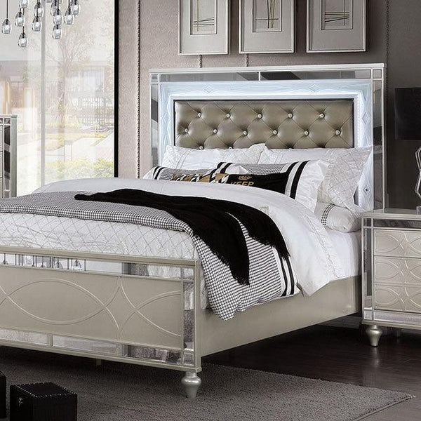 Manar CM7891 Silver Transitional Bed By Furniture Of America - sofafair.com