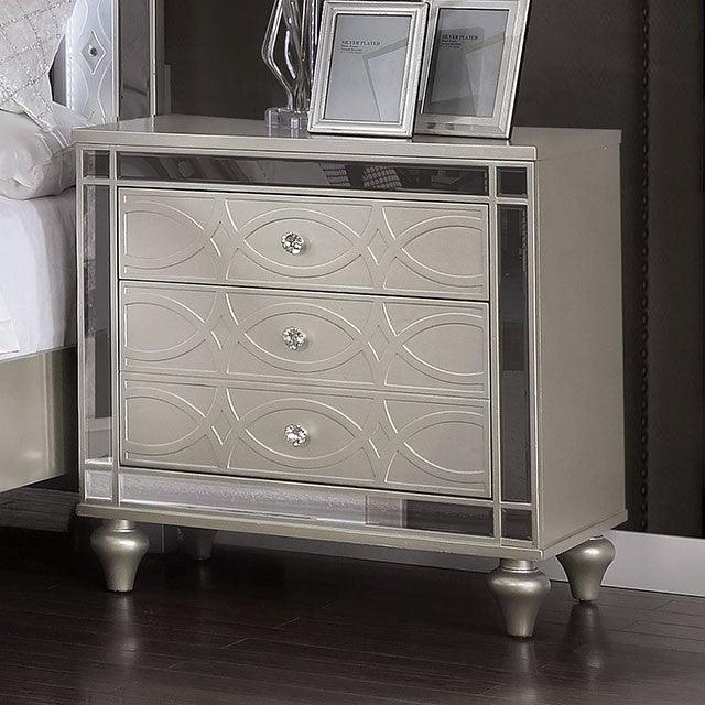 Manar CM7891N Silver Transitional Night Stand By Furniture Of America - sofafair.com