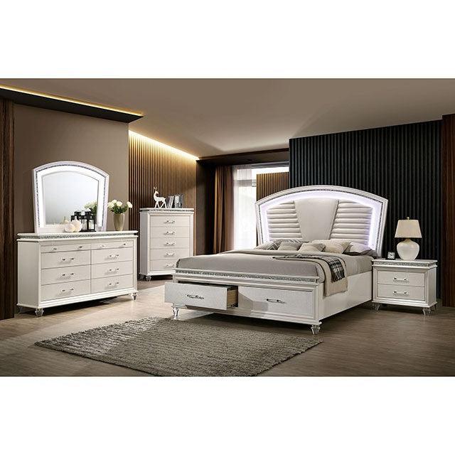 Maddie CM7899 Pearl White/White Contemporary Bed By Furniture Of America - sofafair.com