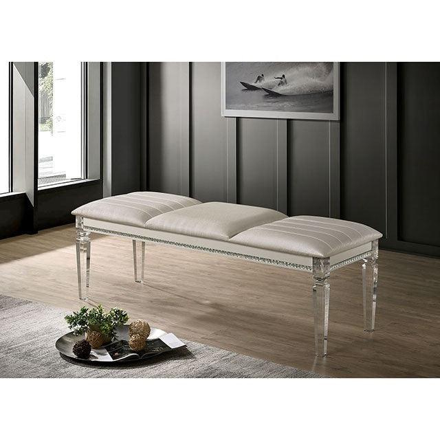 Maddie CM7899BN Pearl White Contemporary Bench By Furniture Of America - sofafair.com