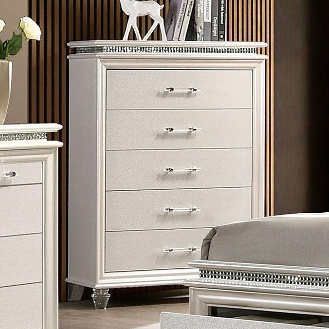 Maddie CM7899C Pearl White Contemporary Chest By Furniture Of America - sofafair.com