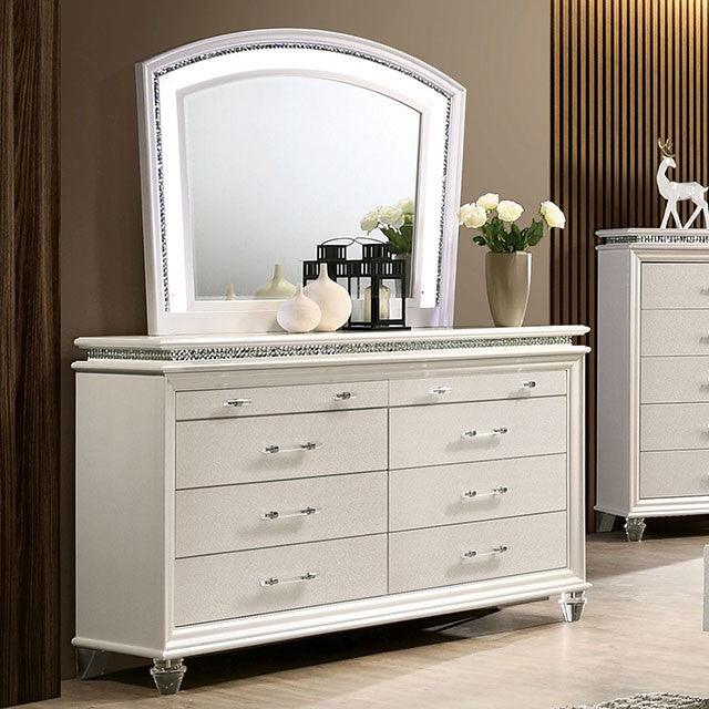 Maddie CM7899D Pearl White Contemporary Dresser By Furniture Of America - sofafair.com