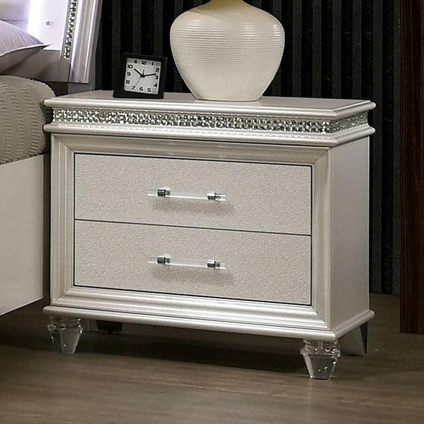 Maddie CM7899N Pearl White Contemporary Night Stand By Furniture Of America - sofafair.com