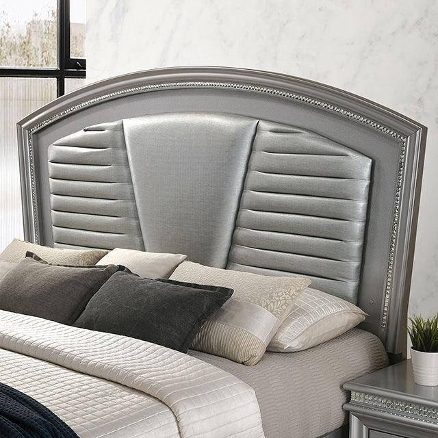 Maddie CM7899SV Silver Contemporary Bed By Furniture Of America - sofafair.com