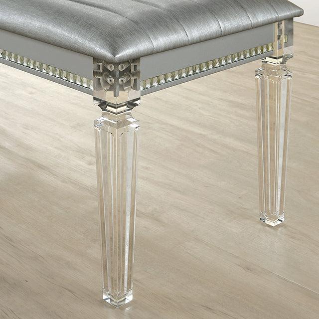 Maddie CM7899SV-BN Silver Contemporary Bench By Furniture Of America - sofafair.com