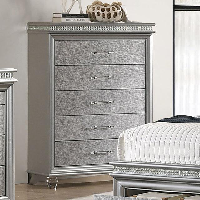 Maddie CM7899SV-C Silver Contemporary Chest By Furniture Of America - sofafair.com