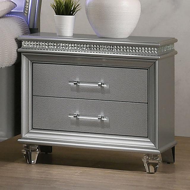 Maddie CM7899SV-N Silver Contemporary Night Stand By Furniture Of America - sofafair.com
