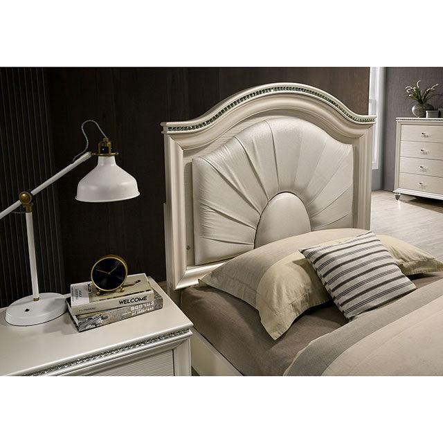 Allie CM7901 Pearl White Contemporary Bed By Furniture Of America - sofafair.com
