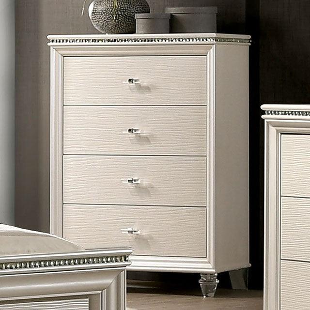 Allie CM7901C Pearl White Contemporary Chest By Furniture Of America - sofafair.com