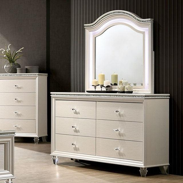 Allie CM7901D Pearl White Contemporary Dresser By Furniture Of America - sofafair.com