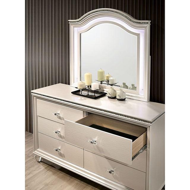 Allie CM7901D Pearl White Contemporary Dresser By Furniture Of America - sofafair.com