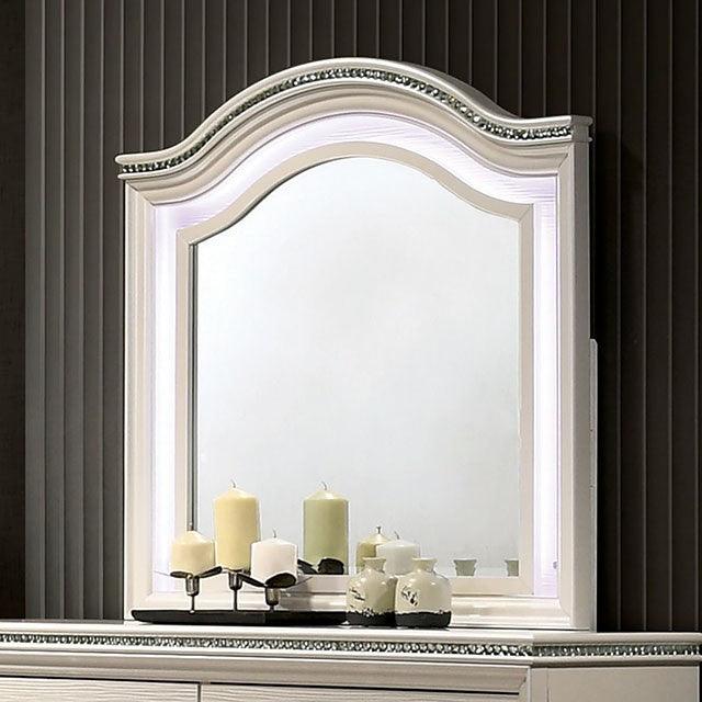 Allie CM7901M Pearl White Contemporary Mirror By Furniture Of America - sofafair.com