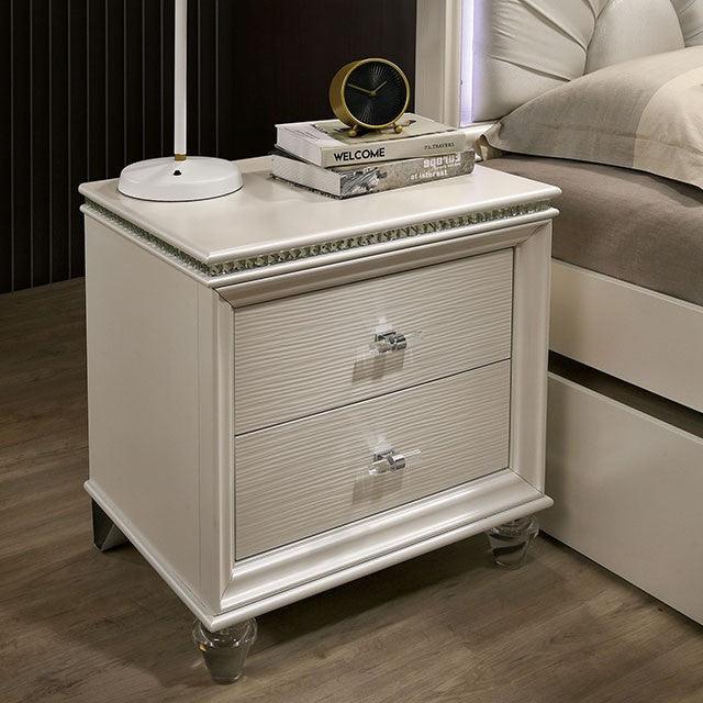 Allie CM7901N Pearl White Contemporary Night Stand By Furniture Of America - sofafair.com