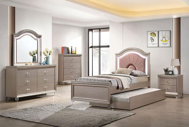 Allie CM7901RG Rose Gold Contemporary Bed By Furniture Of America - sofafair.com