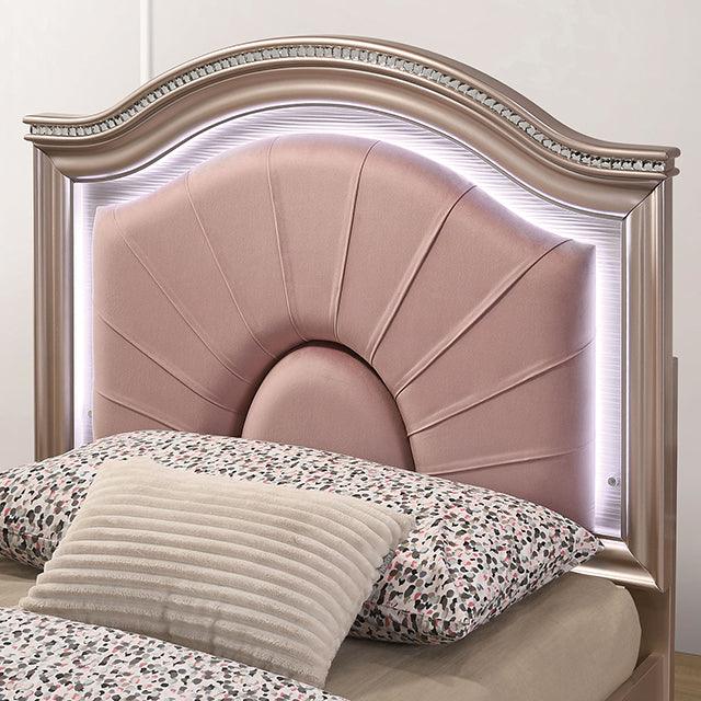 Allie CM7901RG Rose Gold Contemporary Bed By Furniture Of America - sofafair.com