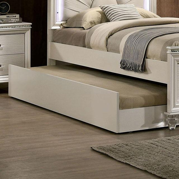 Allie CM7901TR Pearl White Contemporary Trundle By Furniture Of America - sofafair.com