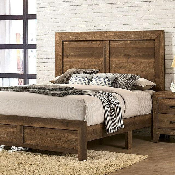 Wentworth CM7912Q Light Walnut Rustic Bed By Furniture Of America - sofafair.com