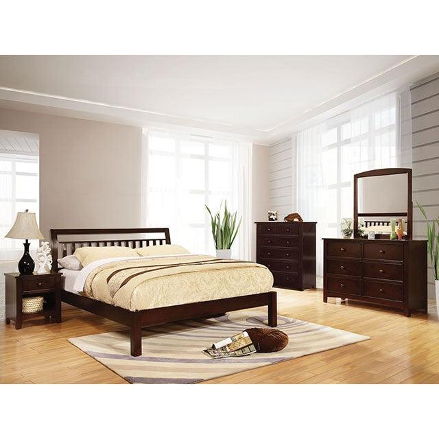 Corry CM7923EX-Q Dark Walnut Transitional Bed By Furniture Of America - sofafair.com